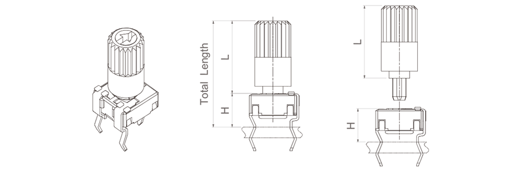 V potentiometer + shaft