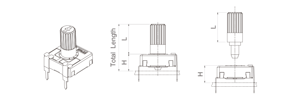 V potentiometer + shaft