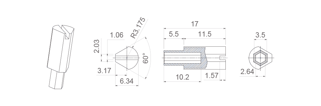 14065 3.17 1.06 5 4 ° 6.25 L Total Length 3 . 8 R 3 11.70 14117 12.25 14056 18.25 14081 18.75 14187 Specifications on this catalog are for reference only, as they are subject to change without notice. 18.75 14251 27.75 14067 (H is set by the potentiometer model. See page 5) 23.25 14008 23.25 14015 14042 14056 7.05 6.25 13.3 1.25 6.35 6.35 2.5 6 (Designed for E rotor)