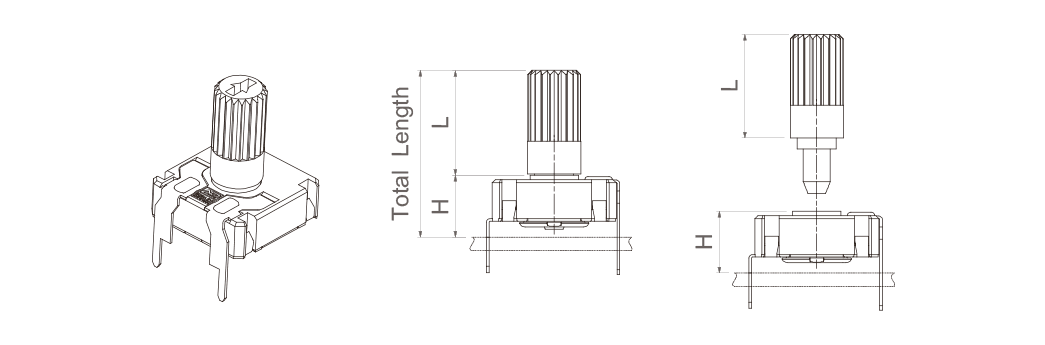 V potentiometer + shaft