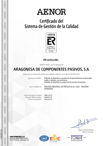 Certificado del SGC AEONOR (15-02-2018)